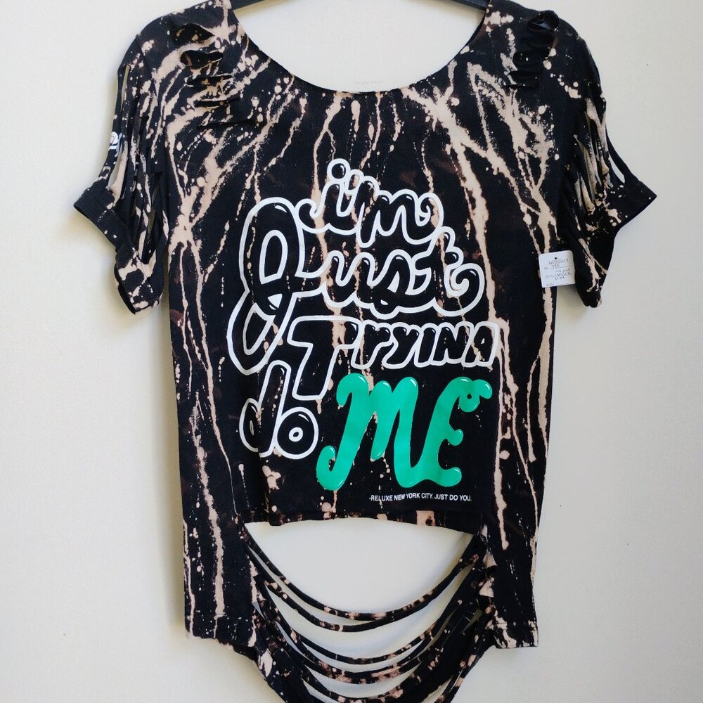 Medium off shoulder distressed tee